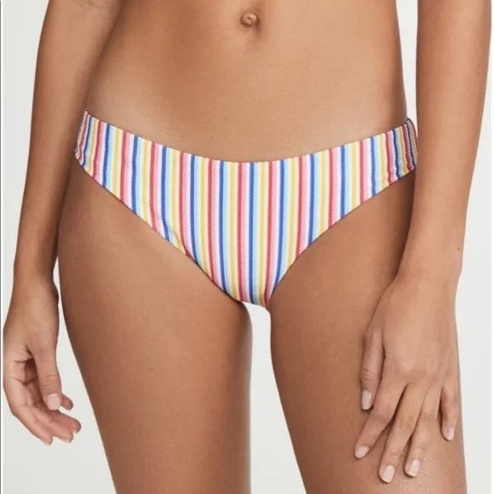 NWT Onia Lily Rainbow StripeTextured Cheeky Bikini Bottoms Size small